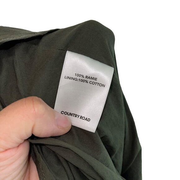 Country Road Womens Dress Size 14 Olive Cut Out Midi Elasticized Waist Collared - Picture 4 of 8